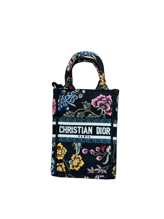Christian Dior Floral Mini Book Bag-HANDBAGS-Black-Excellent-Gazelle Fashion and Style