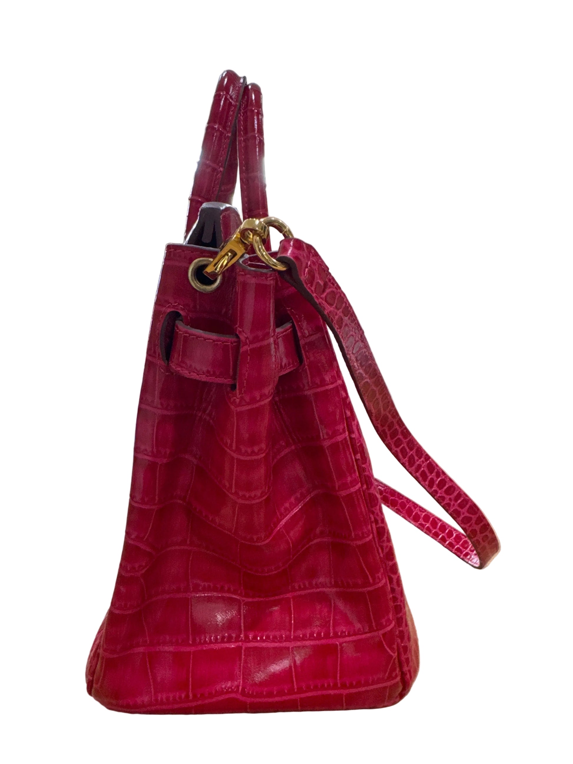 House of Hello Pink Crocodile-Patterned Handbag-HANDBAGS-Gazelle Fashion and Style