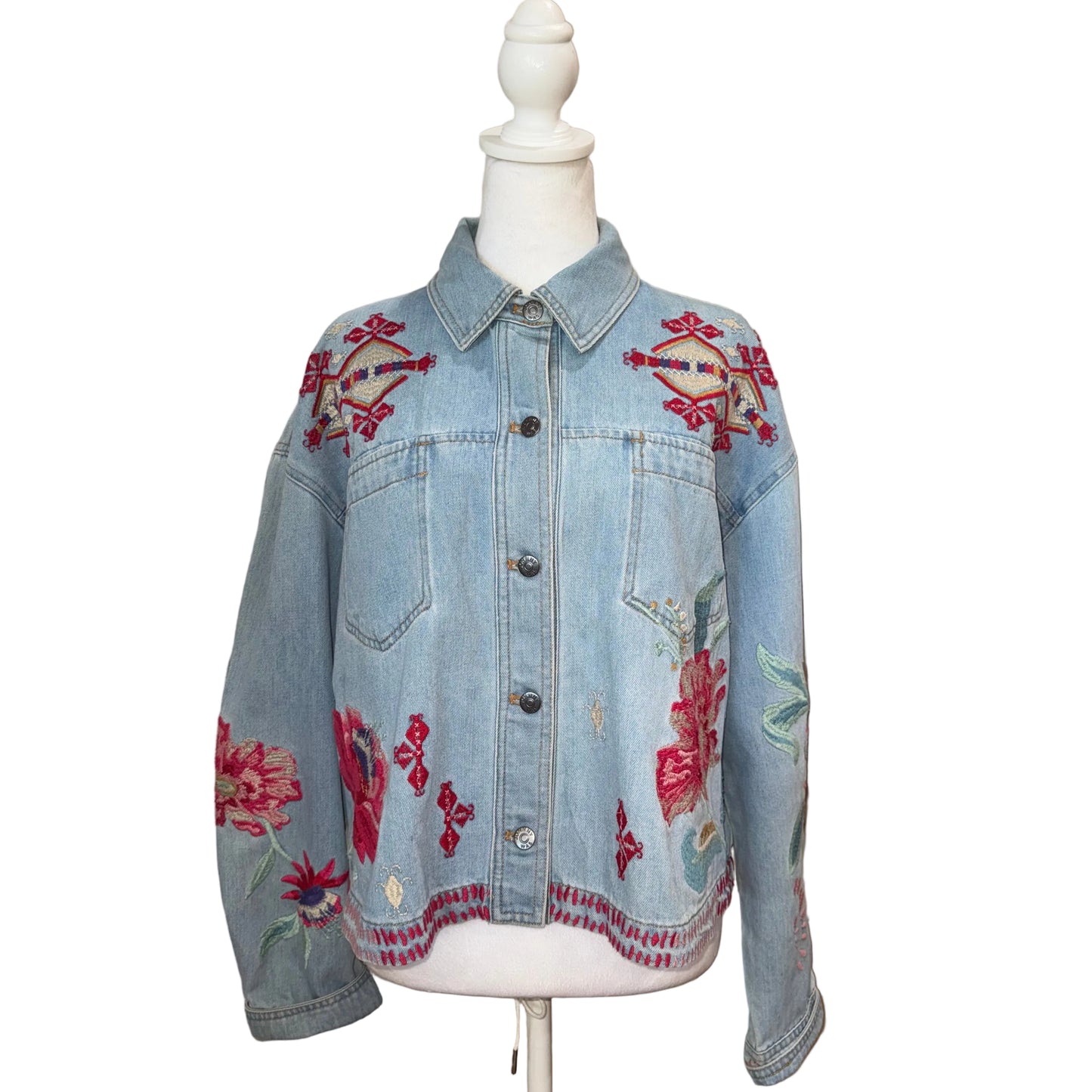 Johnny Was Talulla Cropped Denim Jacket-JACKETS-Gazelle Fashion and Style