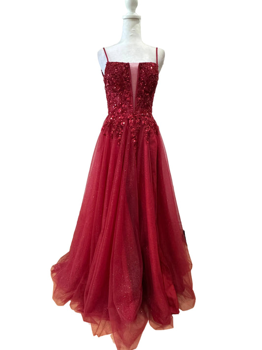 Stacees Beaded Corset Pleated Formal Dress-DRESS-8-Burgundy-New-Gazelle Fashion and Style