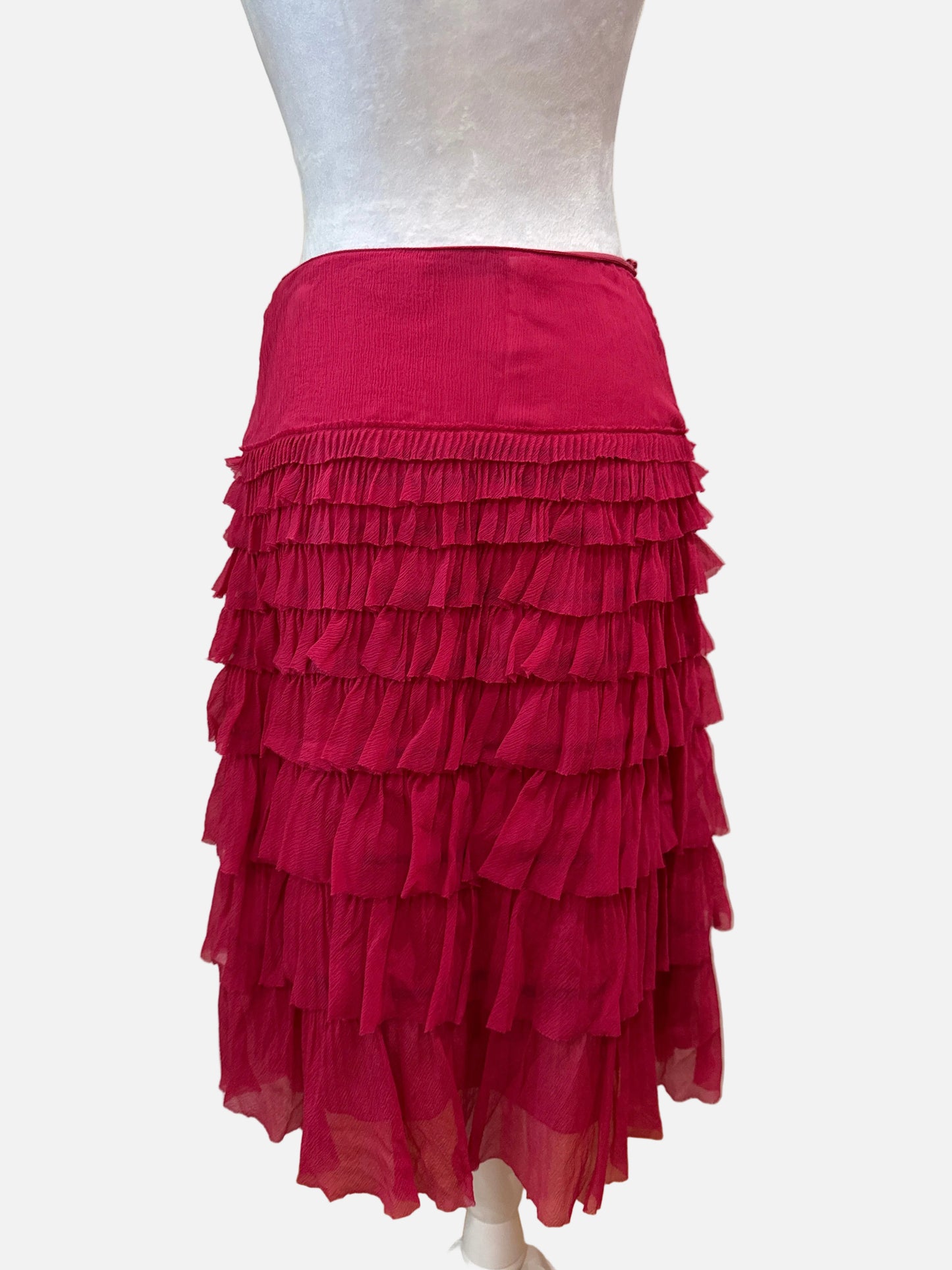 Prada Ruffled Fuchsia Skirt-SKIRT-40-fuchsia-Good-Gazelle Fashion and Style