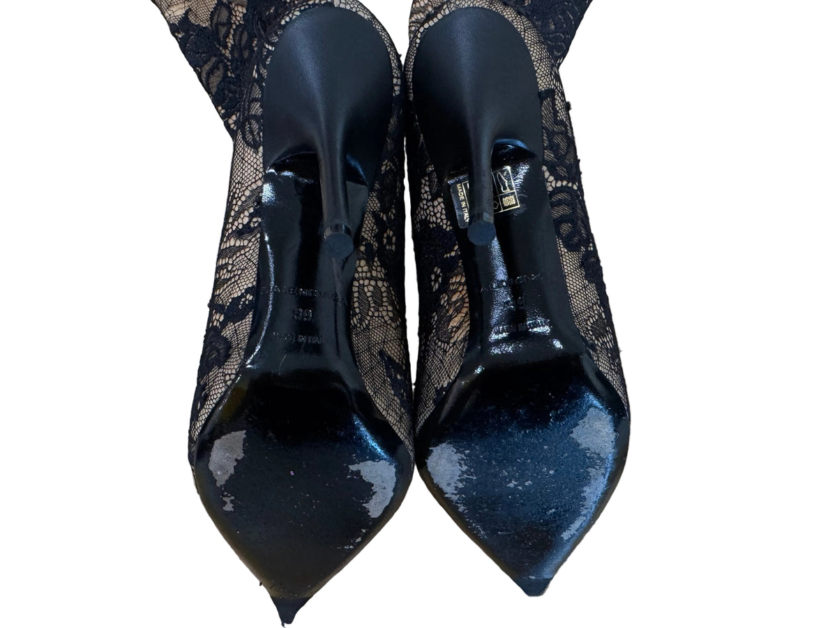 Balenciaga Floral Lace Boots $195-SHOES-Gazelle Fashion and Style