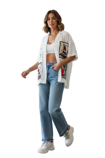 Celandine 100% Cotton Embroidered Top- Gazelle Fashion and Style 