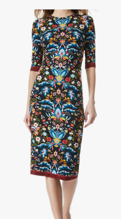 Alice + Olivia Santa Monica Delora Crew Neck Midi Dress-DRESS-Gazelle Fashion and Style