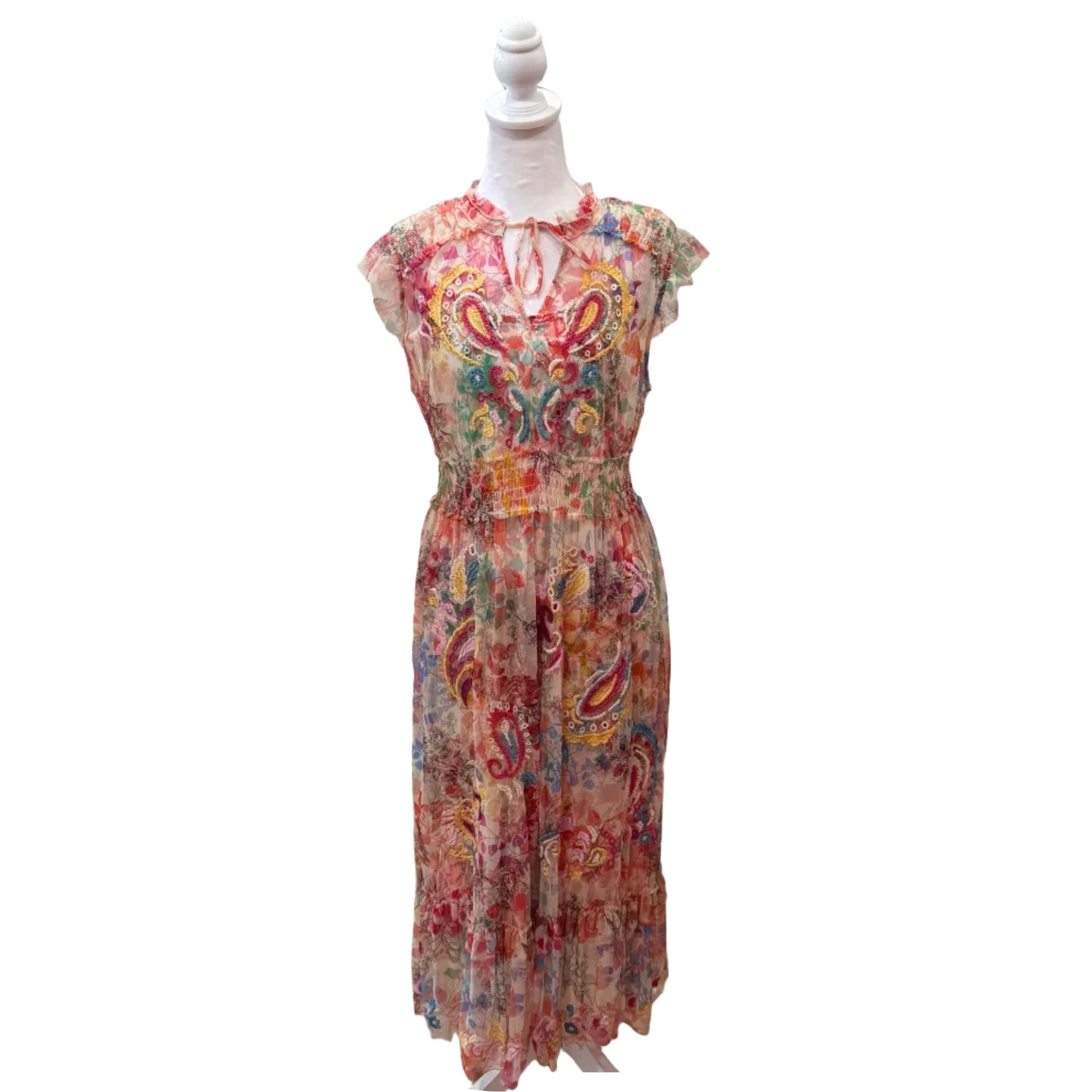 Johnny Was Mazzy Tie Floral Dress-DRESS-Gazelle Fashion and Style