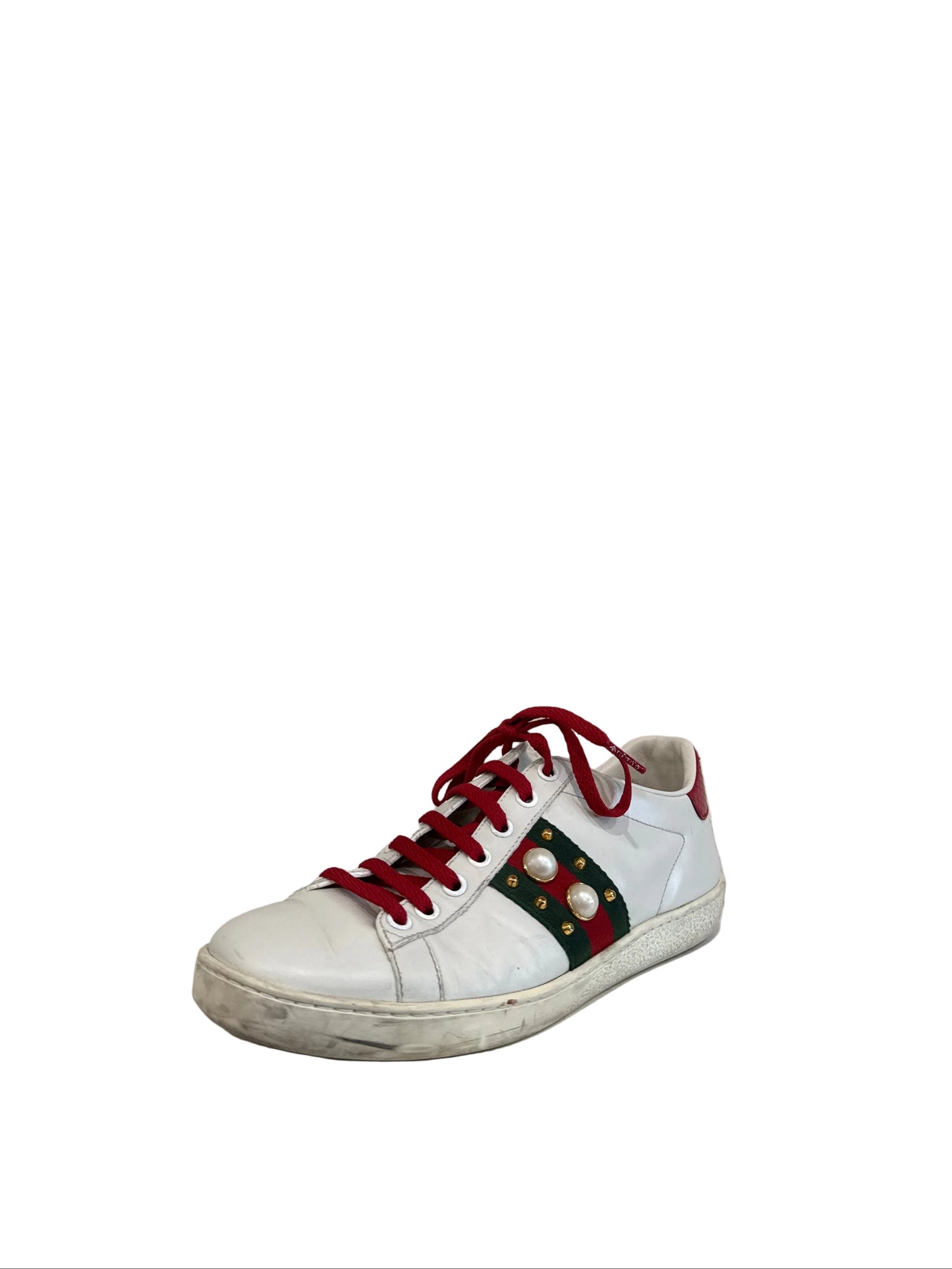 Gucci Red and Green Sneakers with Embellishments-SHOES-Gazelle Fashion and Style