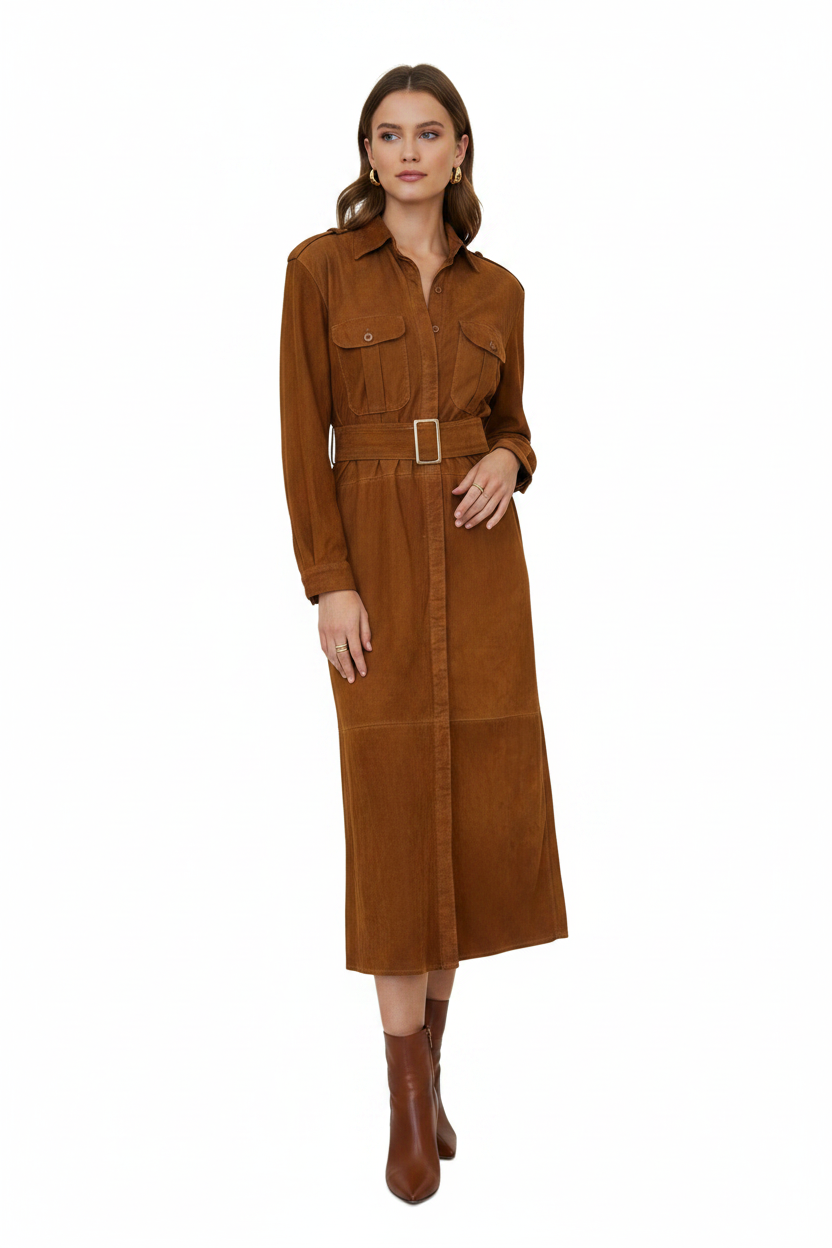 Maglia Brown Button-Up Dress-DRESS-Gazelle Fashion and Style