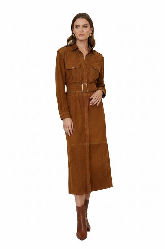 Maglia Brown Button-Up Dress-DRESS-Gazelle Fashion and Style