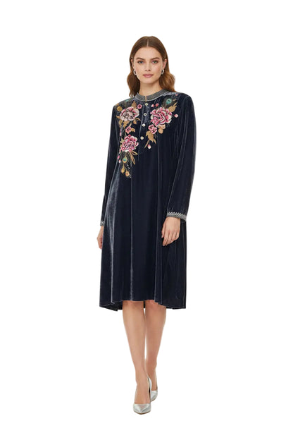Johnny Was Quito Velvet Dress- Gazelle Fashion and Style 