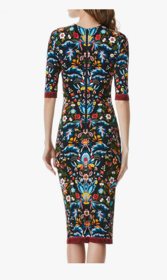 Alice + Olivia Santa Monica Delora Crew Neck Midi Dress-DRESS-Gazelle Fashion and Style