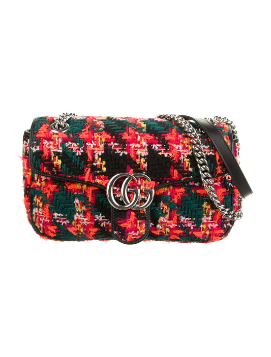 GUCCI GG Tweed Small Marmont Matelassé Shoulder Bag