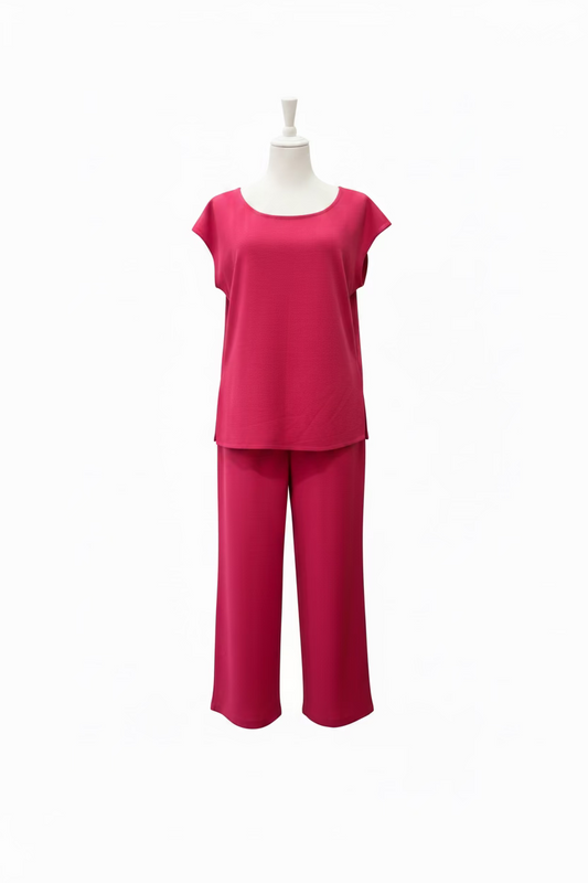 St John Pink Sleeveless top straight leg bottom-Sets-M-Pink-New-Gazelle Fashion and Style