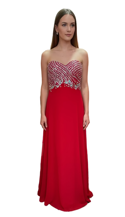 Nox Red Embellished Bodice Maxi Gown-DRESS-Gazelle Fashion and Style
