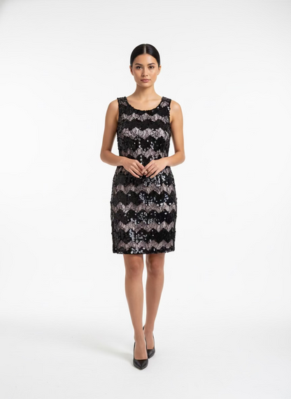 As U Wish Black Sequin Mini Dress-DRESS-Gazelle Fashion and Style