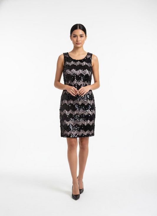 As U Wish Black Sequin Mini Dress-DRESS-Gazelle Fashion and Style