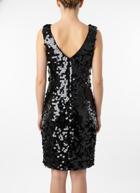 Black Tie Large Paillette Sequin Midi Dress-DRESS-Gazelle Fashion and Style