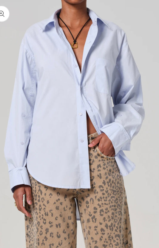 Citizens of Humanity Light Blue Button-Up Shirt-TOPS-Gazelle Fashion and Style