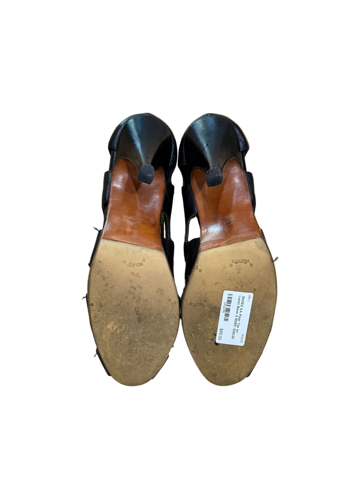 Black High Heel Peep Toe Shoes With Laces-SHOES-Gazelle Fashion and Style