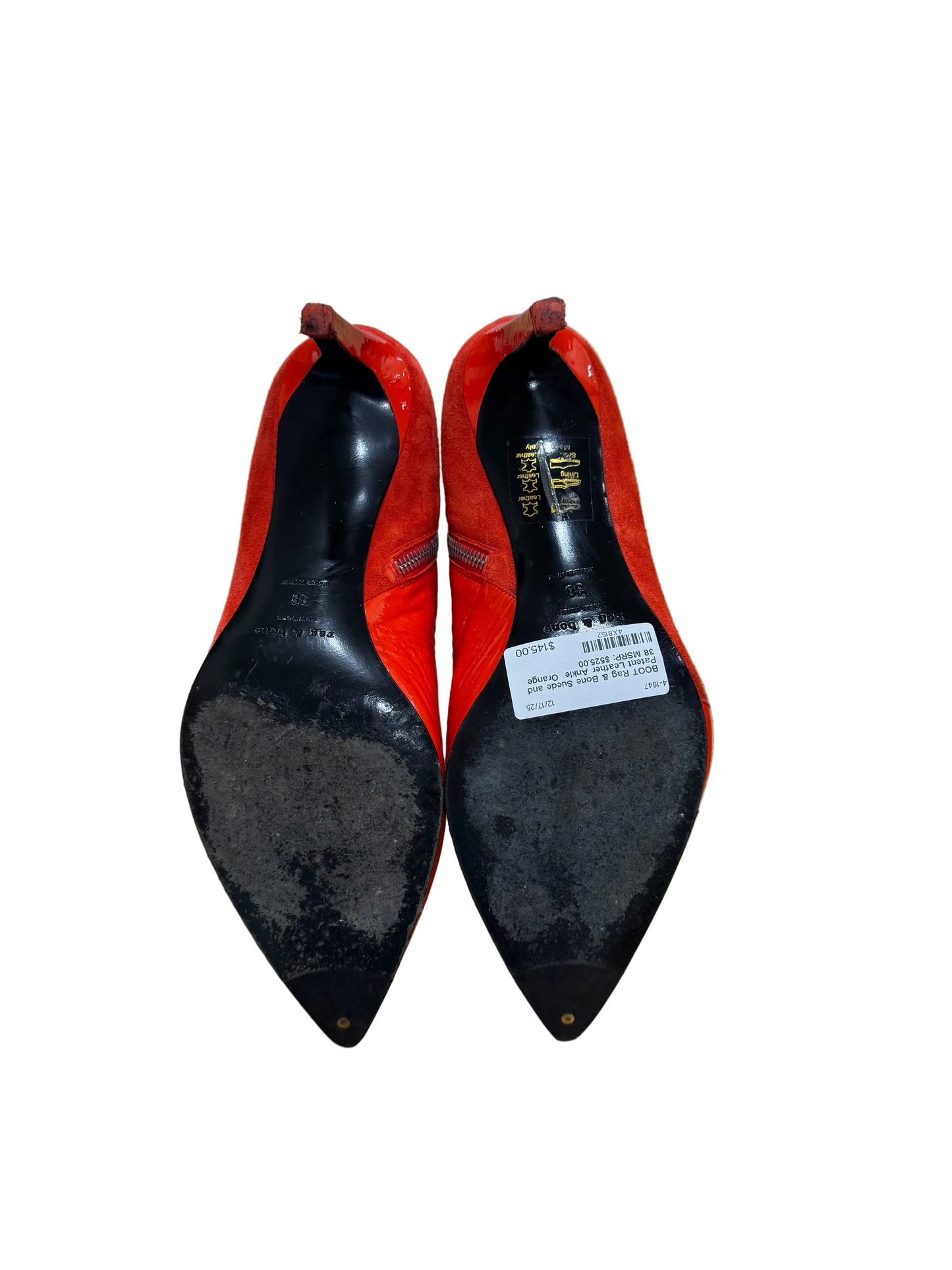 Rag & Bone Orange Suede and Patent Leather Ankle Boots-BOOT-Gazelle Fashion and Style