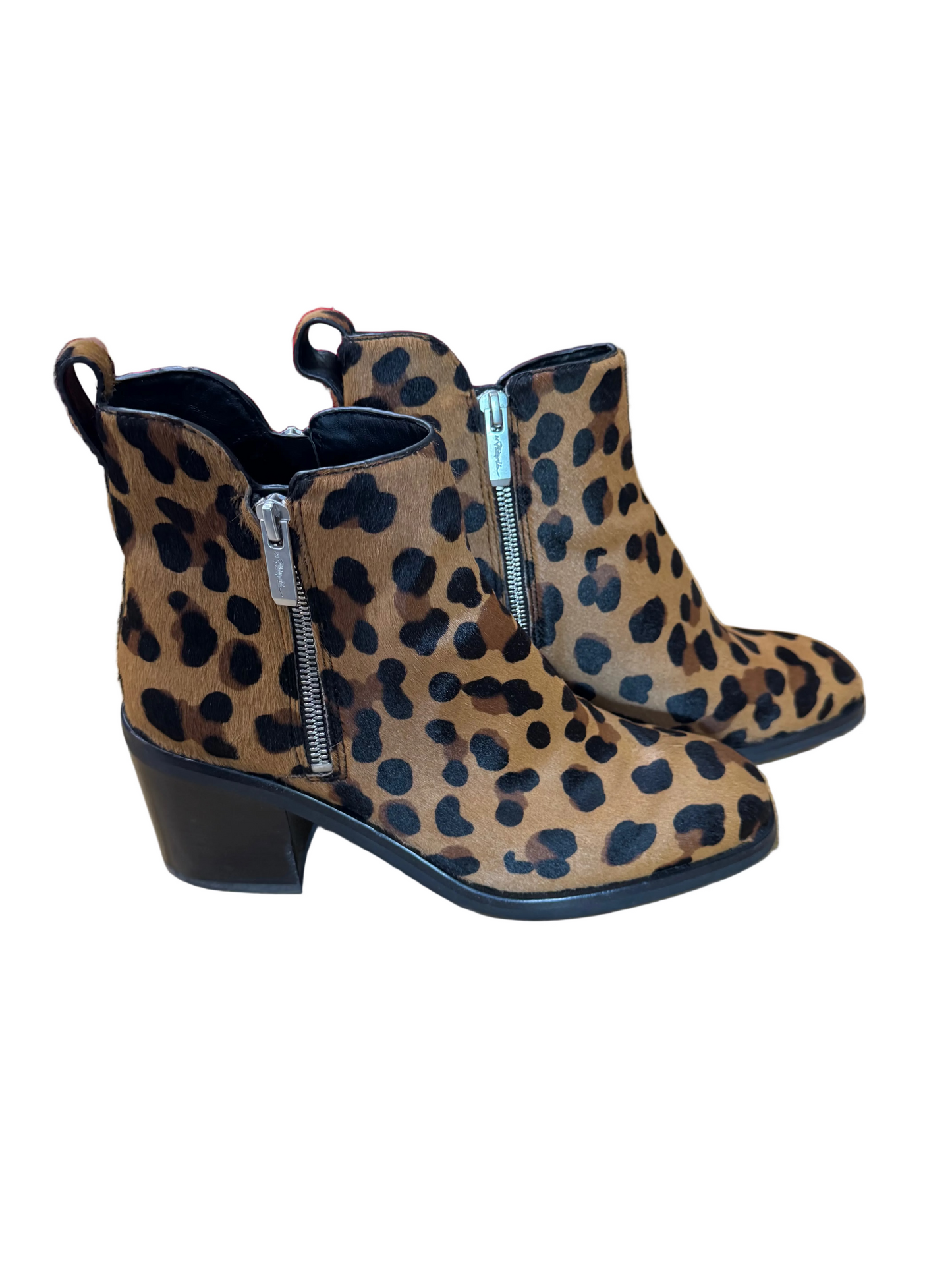Philip Lin Leopard Print Ankle Boots-BOOT-38.5-brown, black-Used-Gazelle Fashion and Style