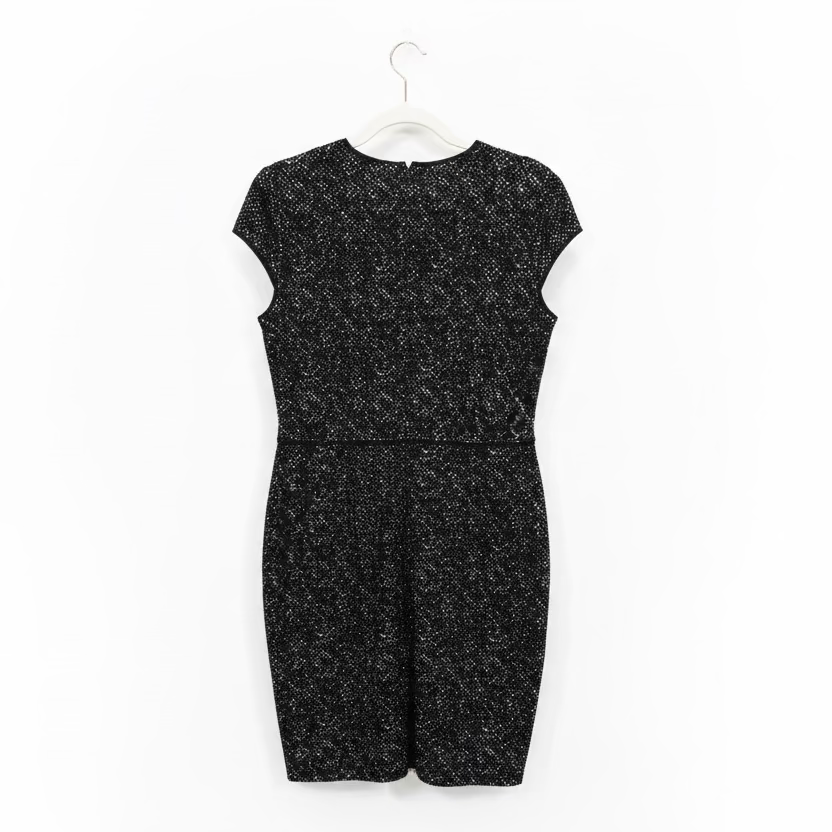 St. John Stylish Black Dress with Textured Pattern-DRESS-Gazelle Fashion and Style