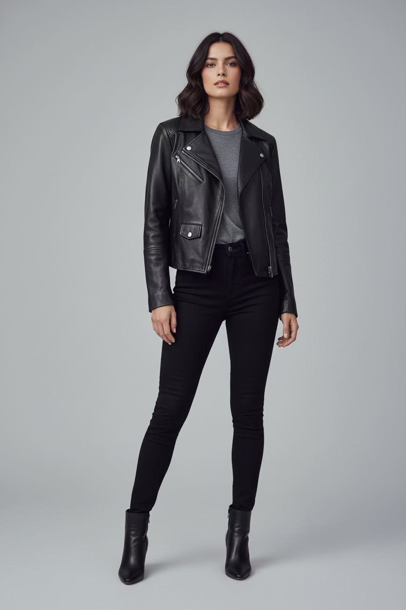 Halogen Women's Black Leather Jacket-JACKETS-small-black-Used-Gazelle Fashion and Style