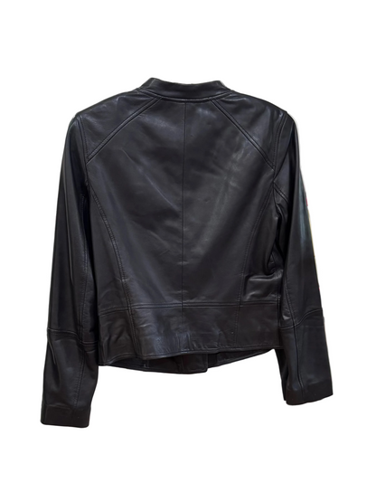 Halogen Women's Black Leather Jacket-JACKETS-Gazelle Fashion and Style