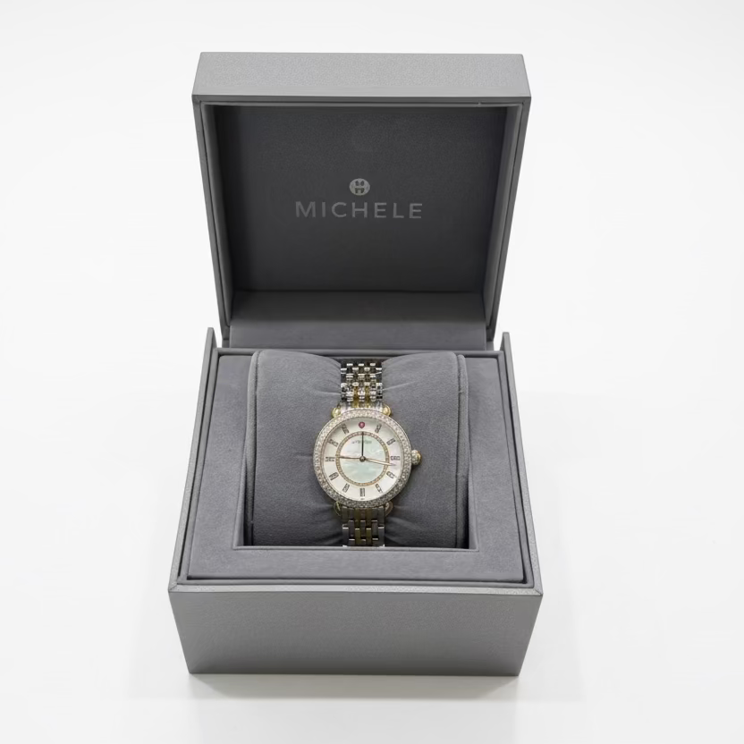 Michele Sidney Classic Two-Tone Diamond Watch-WATCH-Gazelle Fashion and Style