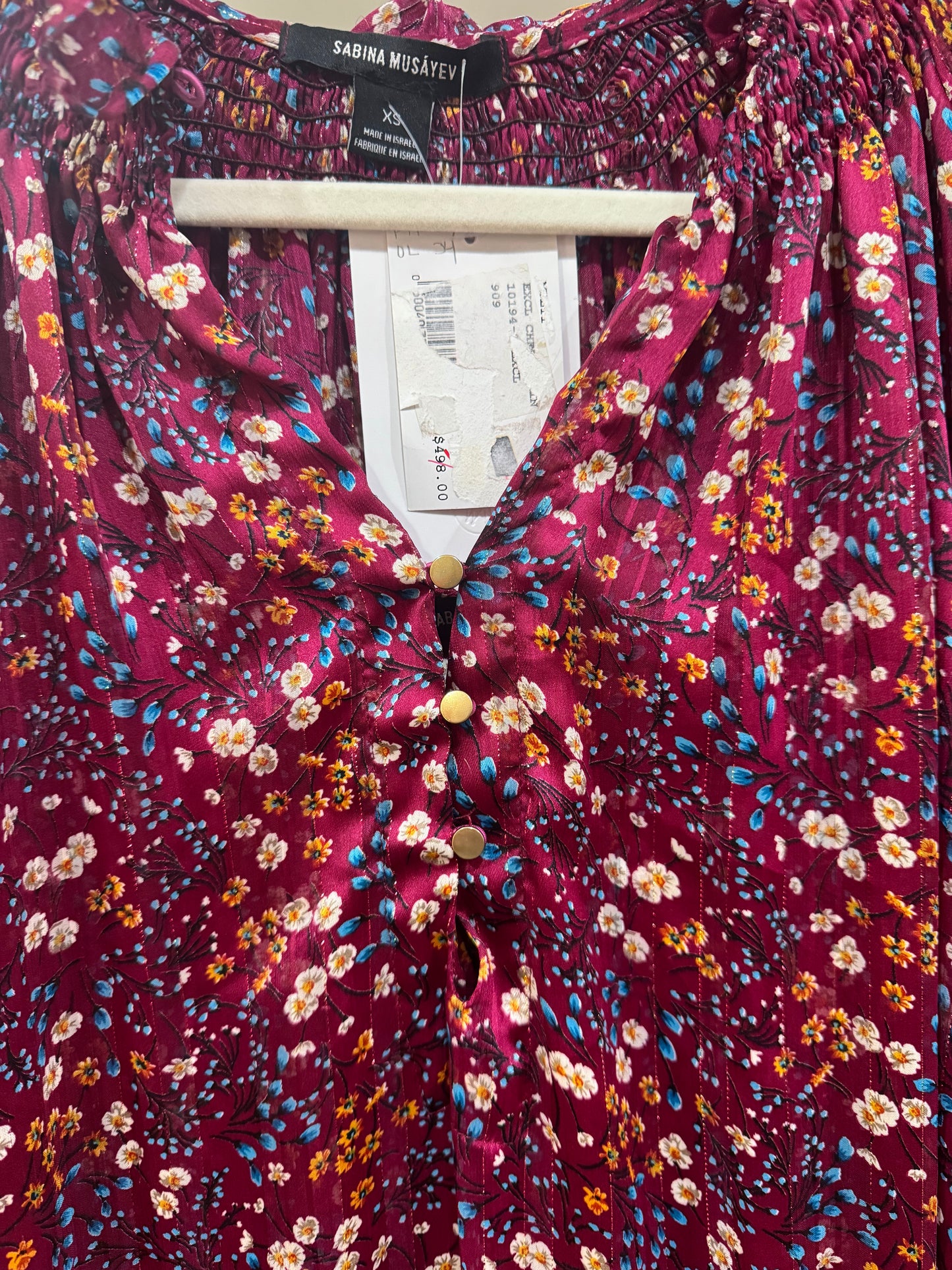 Sabina Musáyev Floral Purple Long Sleeve Dress-DRESS-Gazelle Fashion and Style