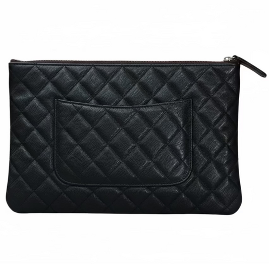 Chanel Black Quilted Leather Clutch-HANDBAGS-Gazelle Fashion and Style