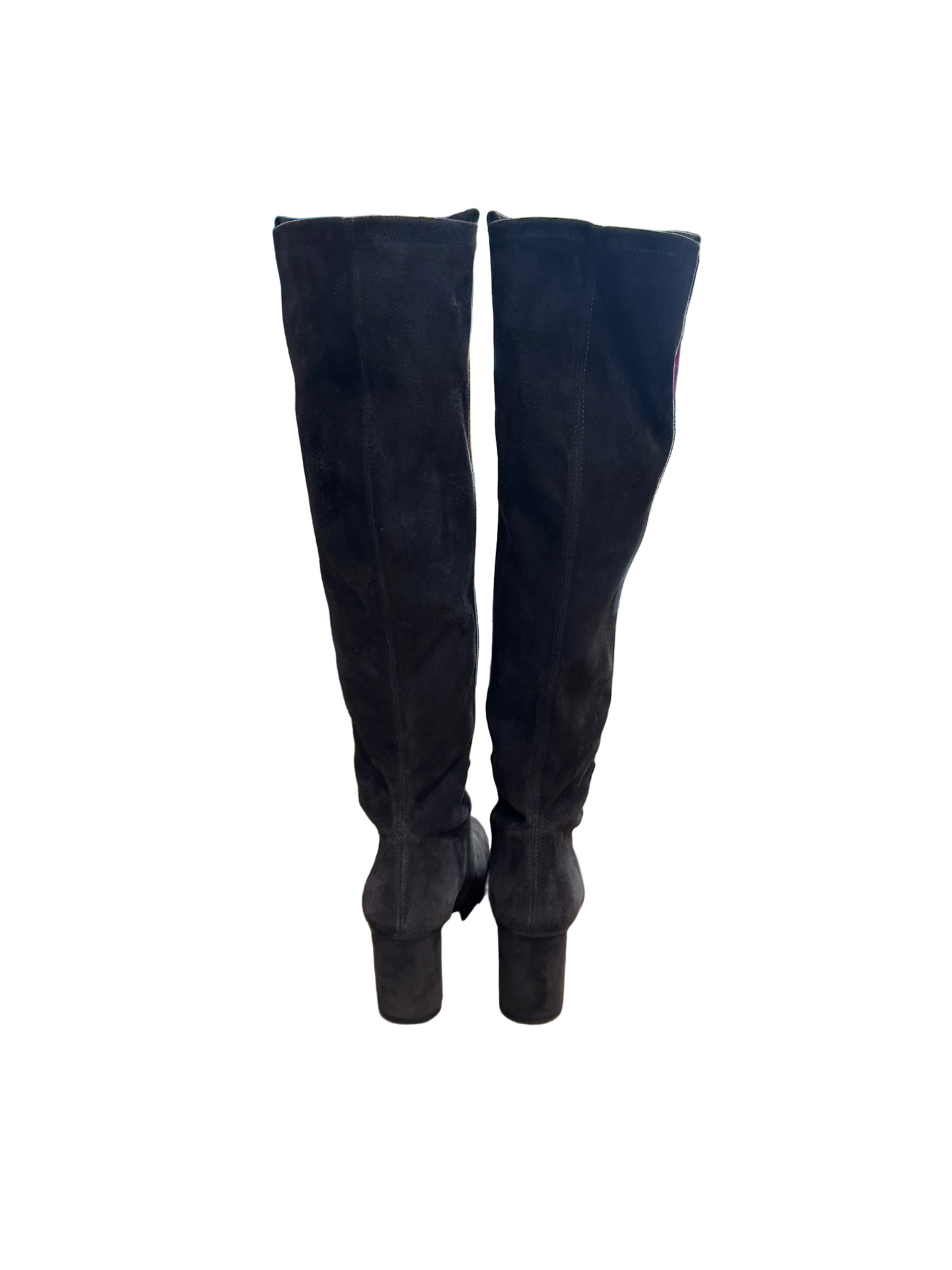 Stuart Weitzman Gray Over-the-Knee Block Heel Boots-SHOES-Gazelle Fashion and Style