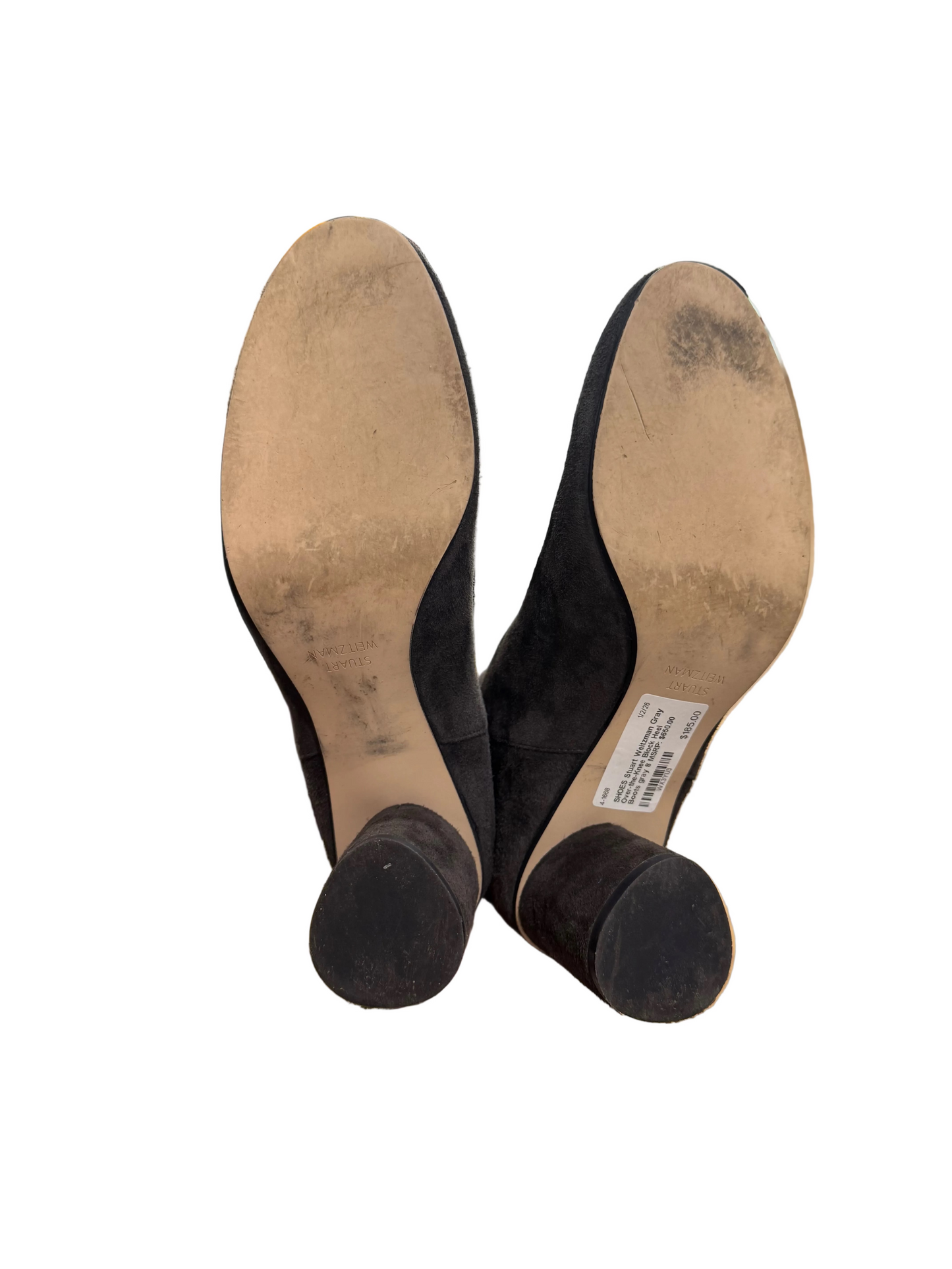 Stuart Weitzman Gray Over-the-Knee Block Heel Boots-SHOES-Gazelle Fashion and Style