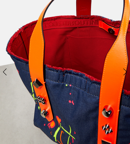 Christian Louboutin Frangibus Medium Printed Denim Tote Bag-HANDBAGS-Gazelle Fashion and Style