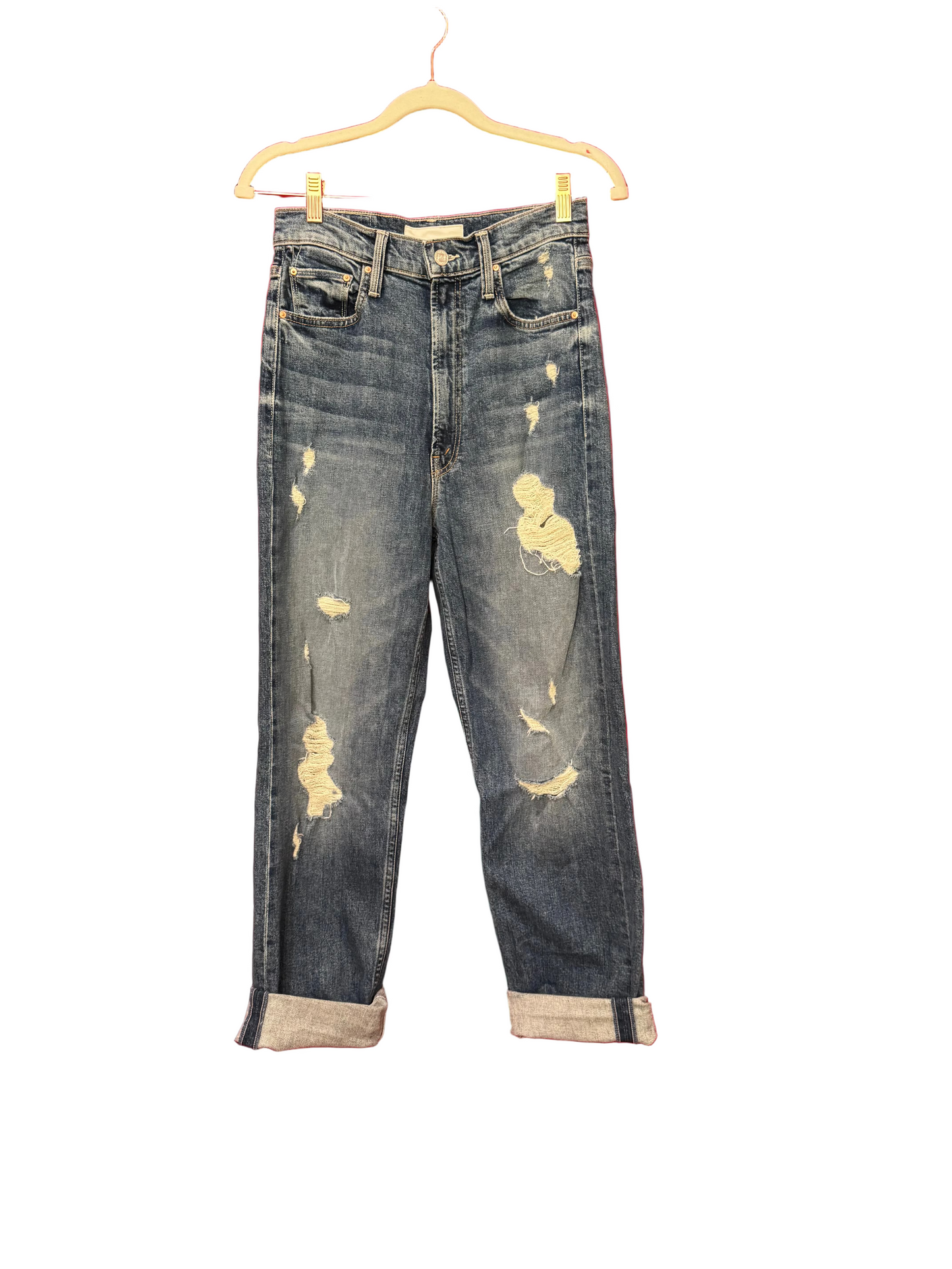 Mother Distressed Straight Leg Jeans-JEANS-Gazelle Fashion and Style