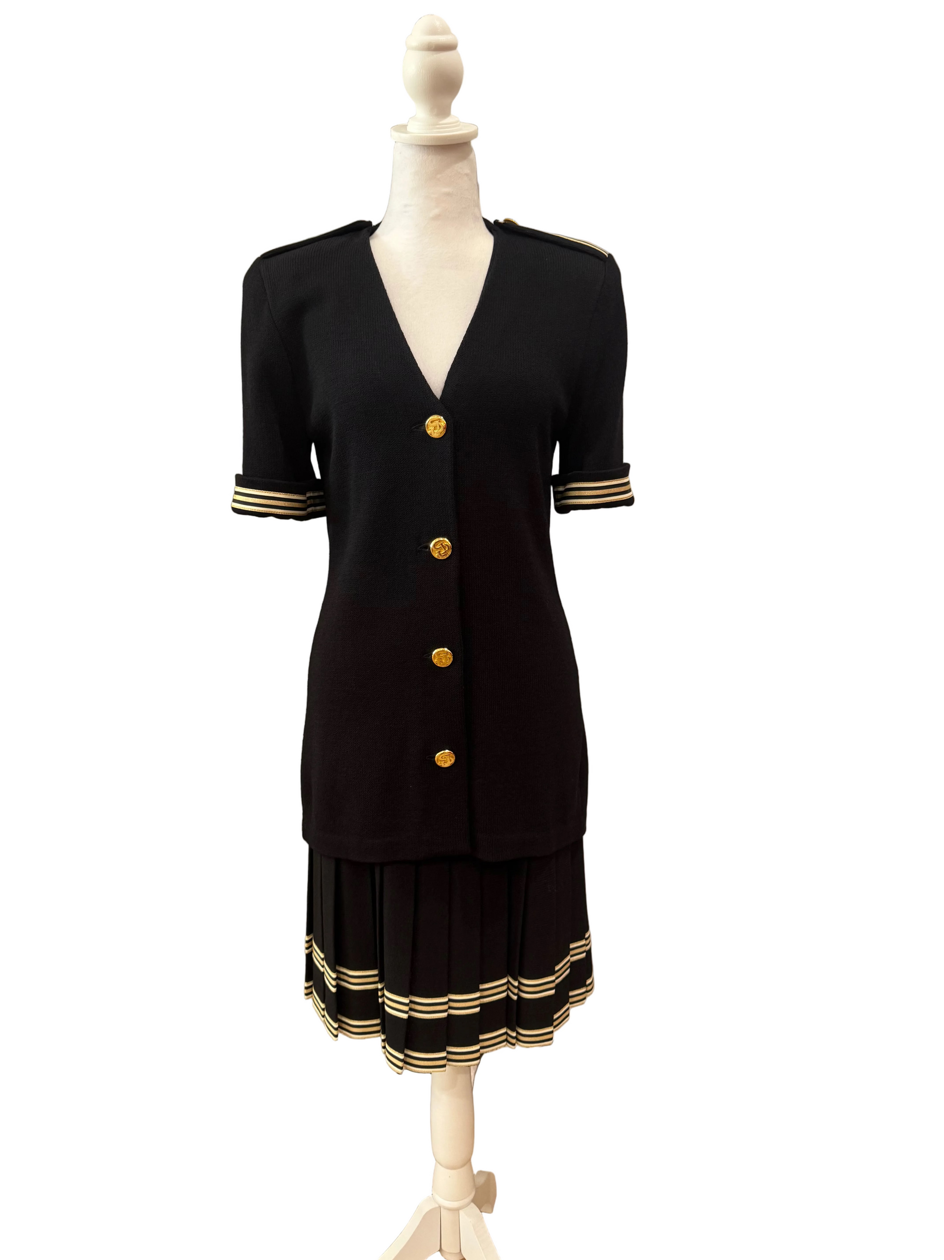 St. John Women's Knitted Skirt Set-SETS-medium-black-Excellent-Gazelle Fashion and Style