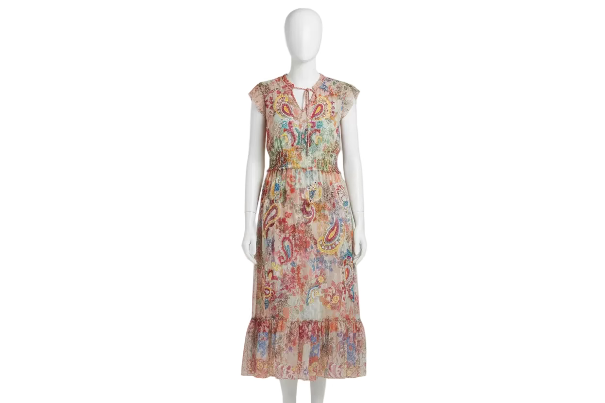 Johnny Was Mazzy Tie Floral Dress-DRESS-PM-Multi-New-Gazelle Fashion and Style