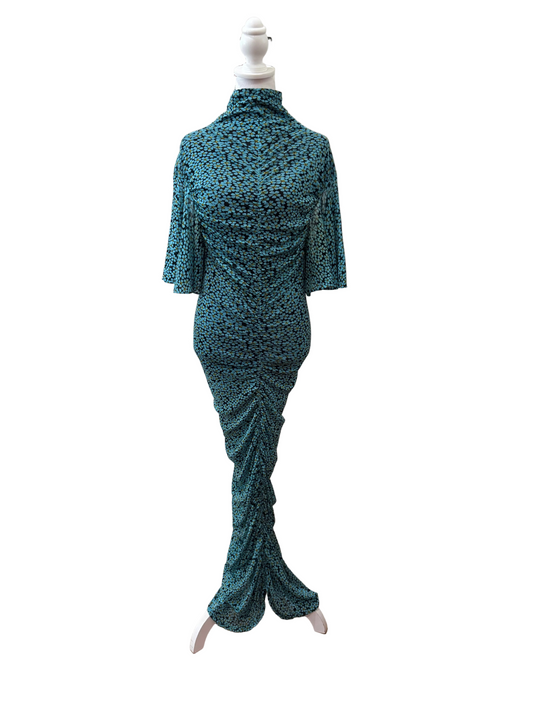 Diane Von Furstenberg Horizon Blue Floral Dress-Gazelle Fashion and Style