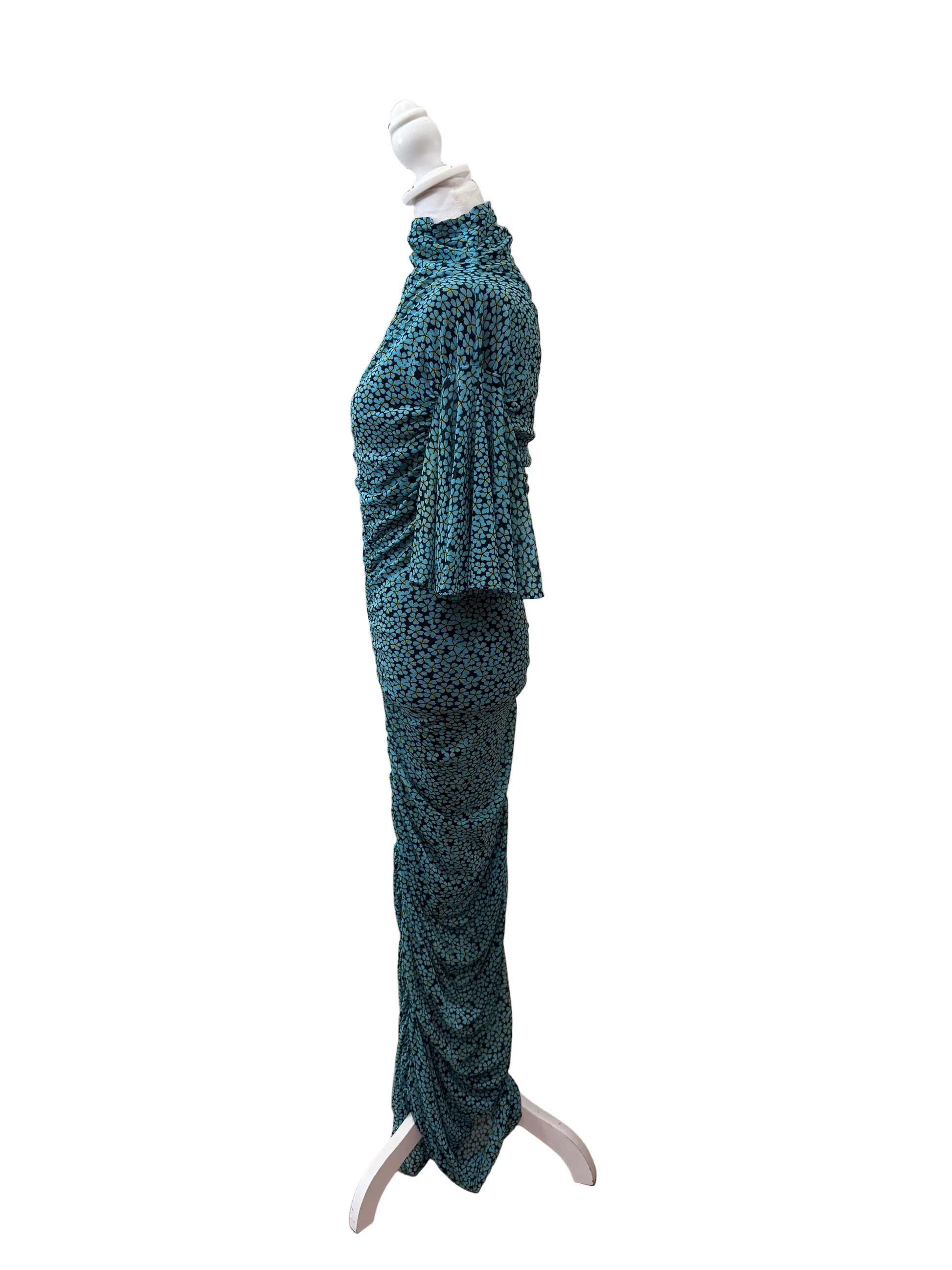 Diane Von Furstenberg Horizon Blue Floral Dress-DRESS-Gazelle Fashion and Style