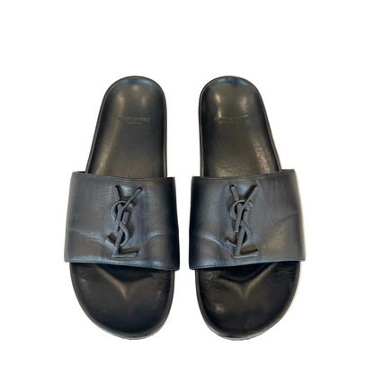 YSL Black Leather Sandals- Gazelle Fashion and Style 
