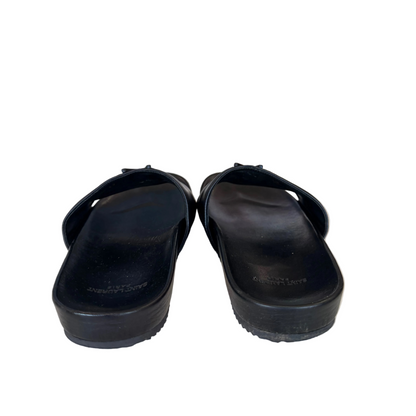 YSL Black Leather Sandals- Gazelle Fashion and Style 