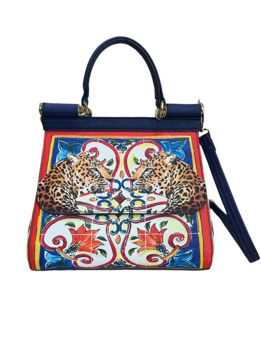 Leopard Print Top Handle Bag