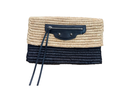 Balenciaga Raffia Leather Clutch