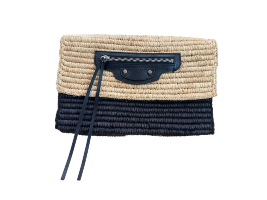 Balenciaga Raffia Leather Clutch-Bags-Gazelle Fashion and Style