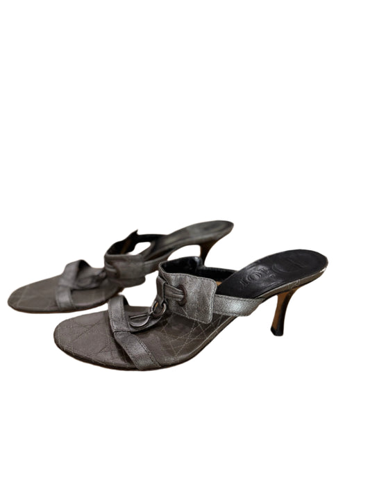 Dior Metallic Silver Quilted Mules
