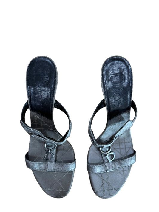 Dior Metallic Silver Quilted Mules