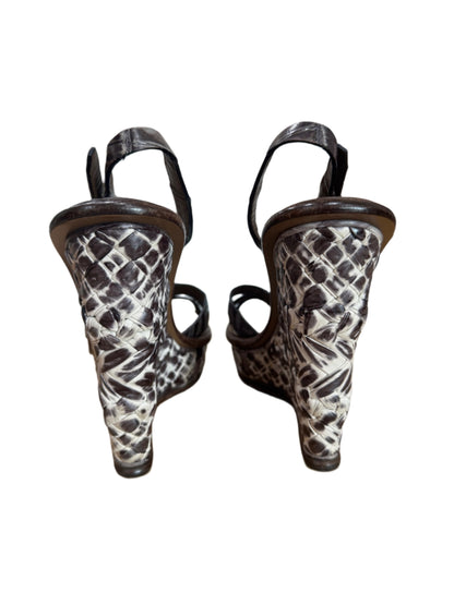 Bottega Veneta Python-Print Wedge Sandals