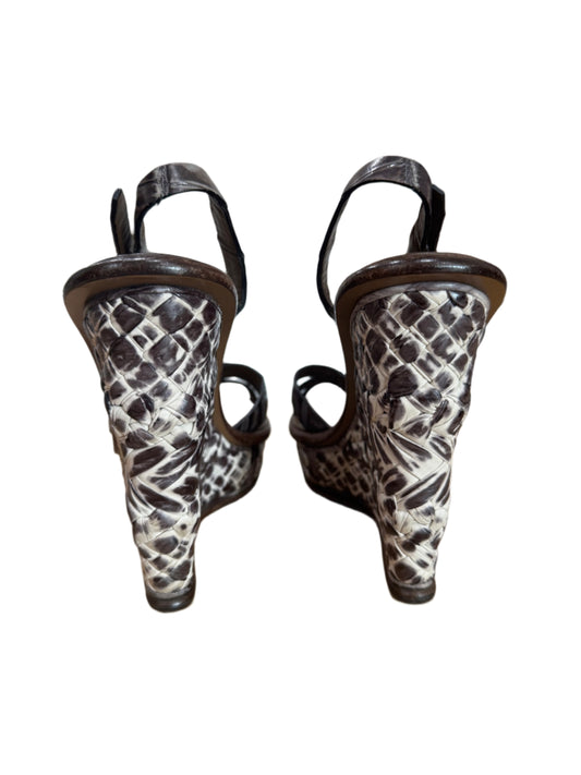 Bottega Veneta Python-Print Wedge Sandals