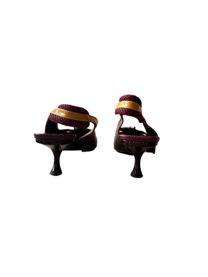 Miu Miu Retro Slingback Heels – Burgundy & Mustard