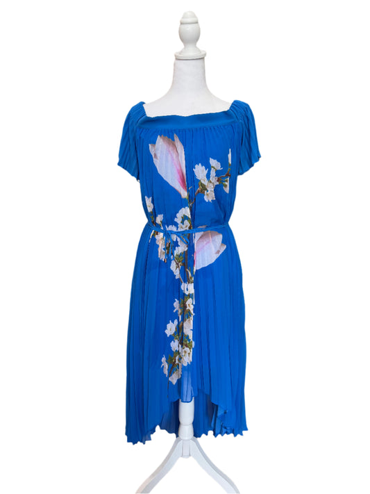Ted Baker London Pleated Floral Dress – Cobalt Blue