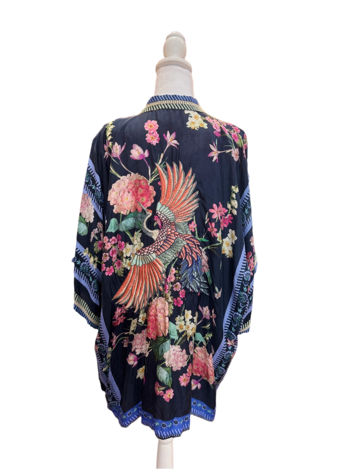 Johnny Was Embroidered Kimono – Floral Crane Print